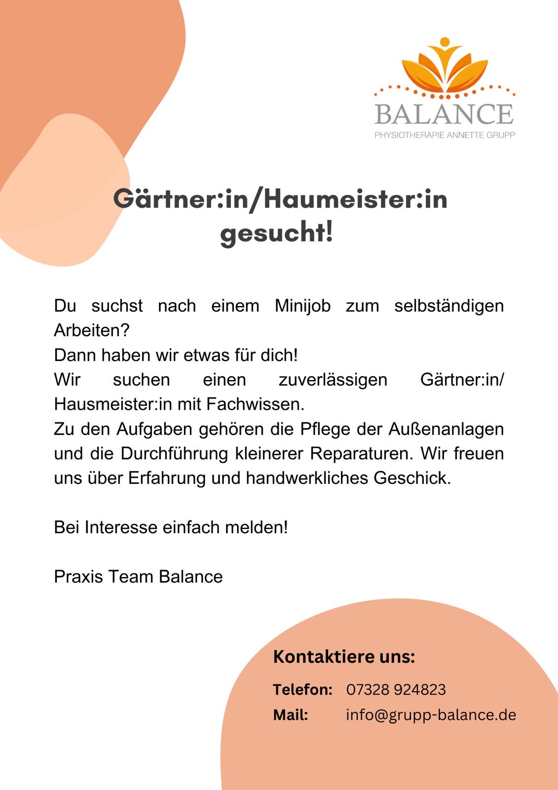 Gärtner:in/Hausmeister:in gesucht!